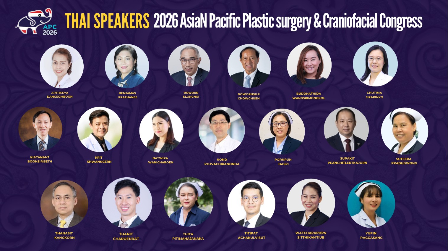Thai Speakers — 2026 Asian Pacific Plastic surgery & Craniofacial Congress